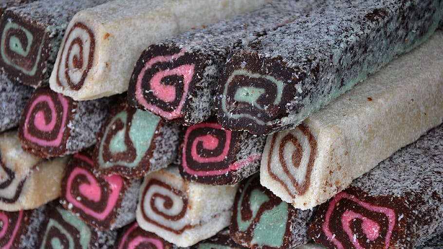Coconut, Roll, Sweets, Food, coconut roll, text, close-up, no people HD wallpaper