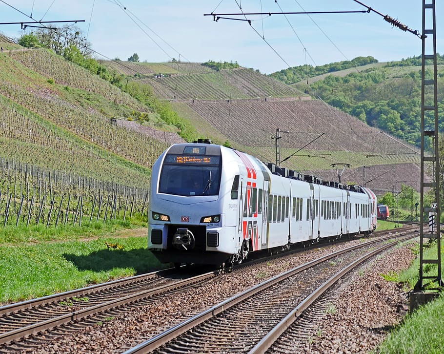 regional-express, süvex, deutsche bahn, vineyards, saar valley, HD wallpaper