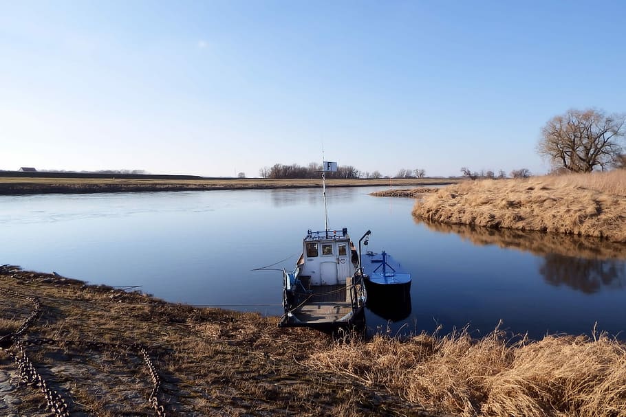 Ferry, Ship, Landscape, River, Old, historically, prettin, reflection HD wallpaper