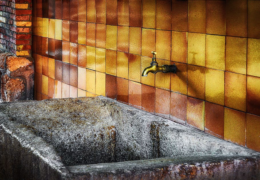laundry, stack, tap, tiles, vintage, architecture, wall - building feature HD wallpaper