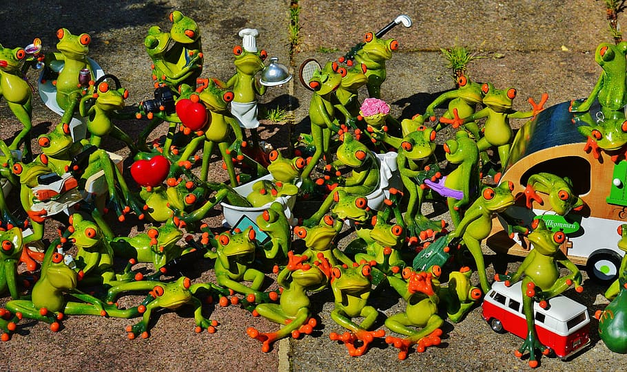 Kermit the frog figurine lot, frogs, many, group, collection HD wallpaper