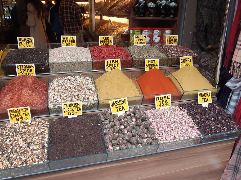 Spices, Bazaar, Istanbul, food and drink, variation, retail HD wallpaper