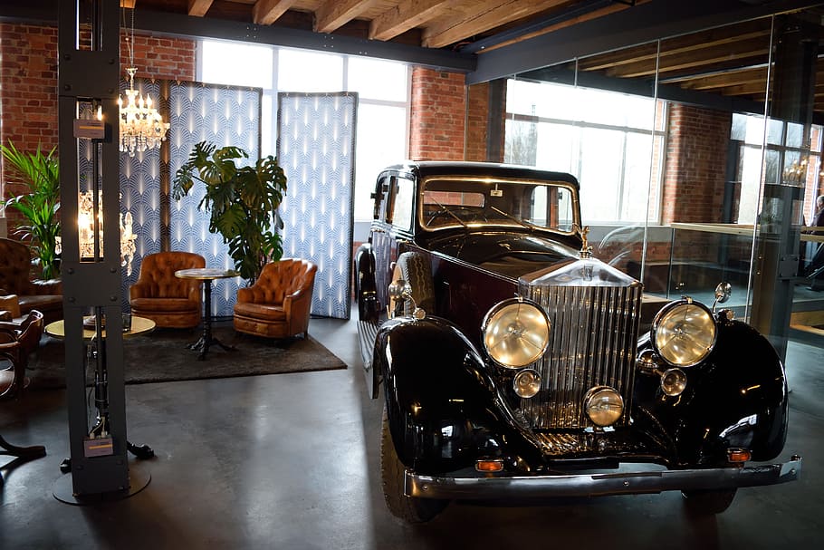 car, vehicle, transport, engine, classic, room, exhibition HD wallpaper