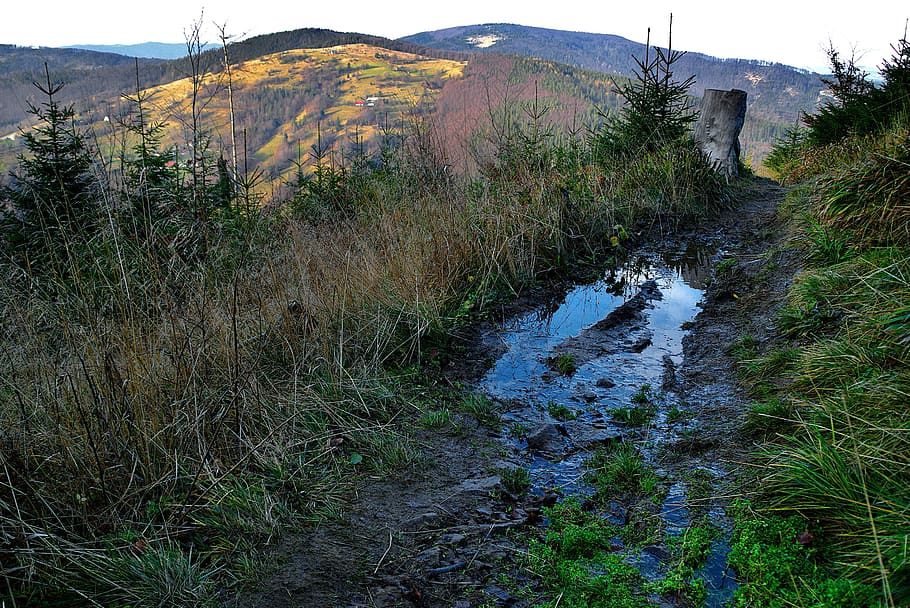 Pool, Mud, Mountains, Trail, Landscape, hiking trail, view HD wallpaper
