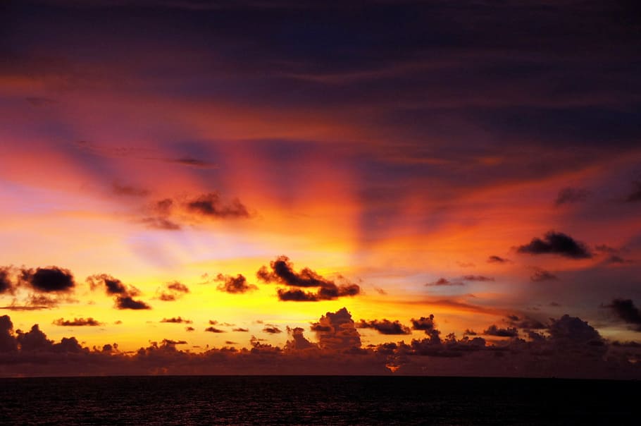 sunset, atmospheric, abendstimmung, clouds, evening sky, atmosphere HD wallpaper