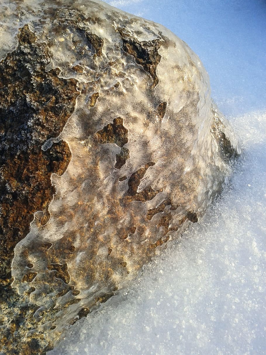 ice, winter, rock, cold, snow, season, outdoor, nature, water HD wallpaper