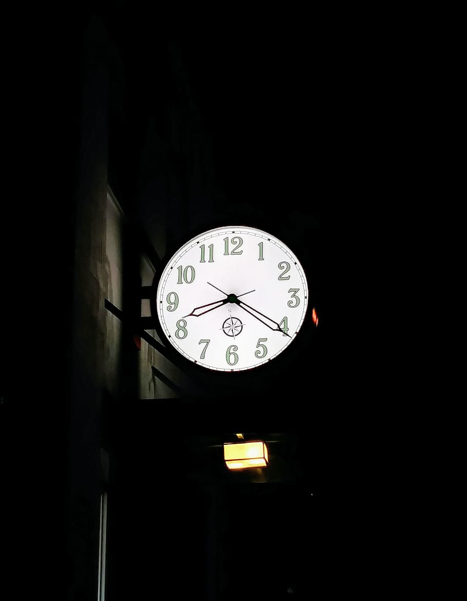 time, clock, watch, nighttime, analog, retro, classic, number HD wallpaper