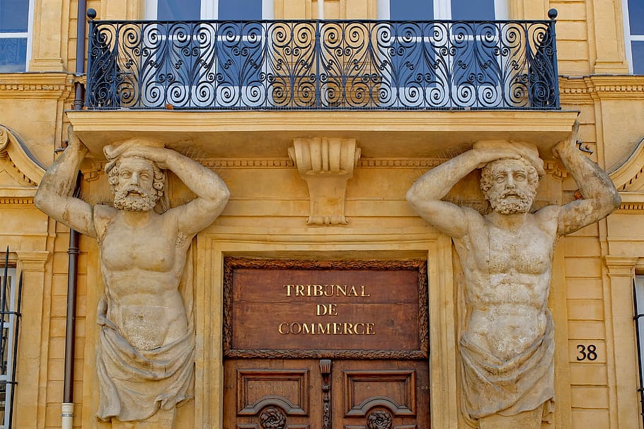 door, statue, facade, ancient, atlante, architecture, court