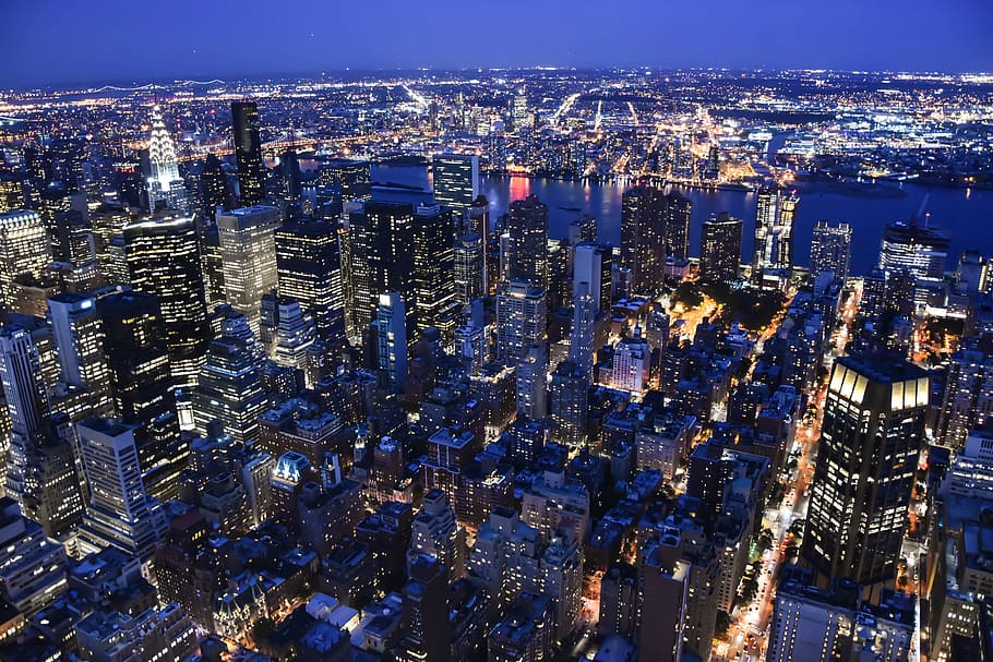 Manhattan, Usa, Skyline, Ny, City, big city, skyscraper, view, HD wallpaper