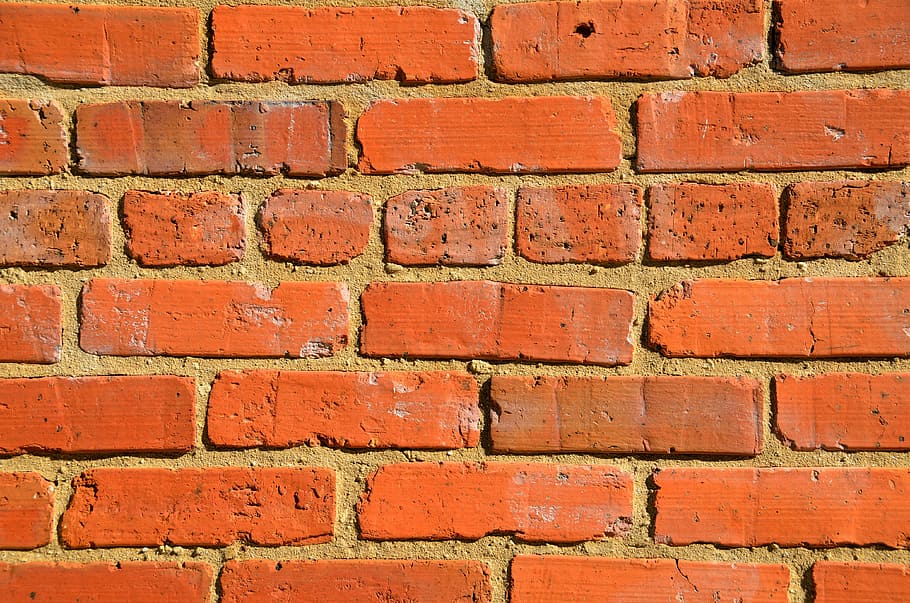 concrete brick wall, red brick, background, backdrop, building HD wallpaper