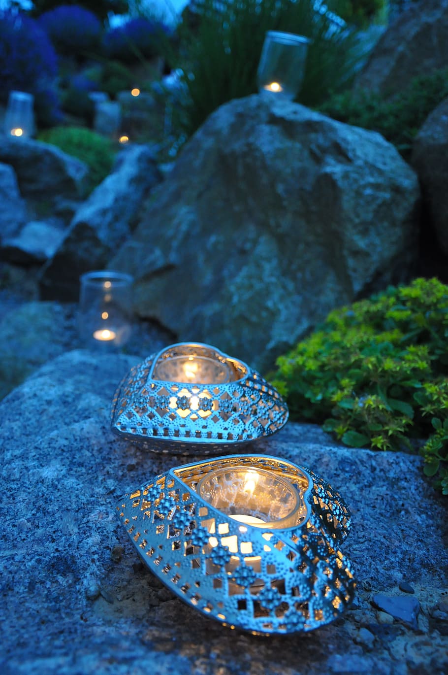 Night, Candlelight, Mood, Long Exposure, burn, dark, rock - object HD wallpaper