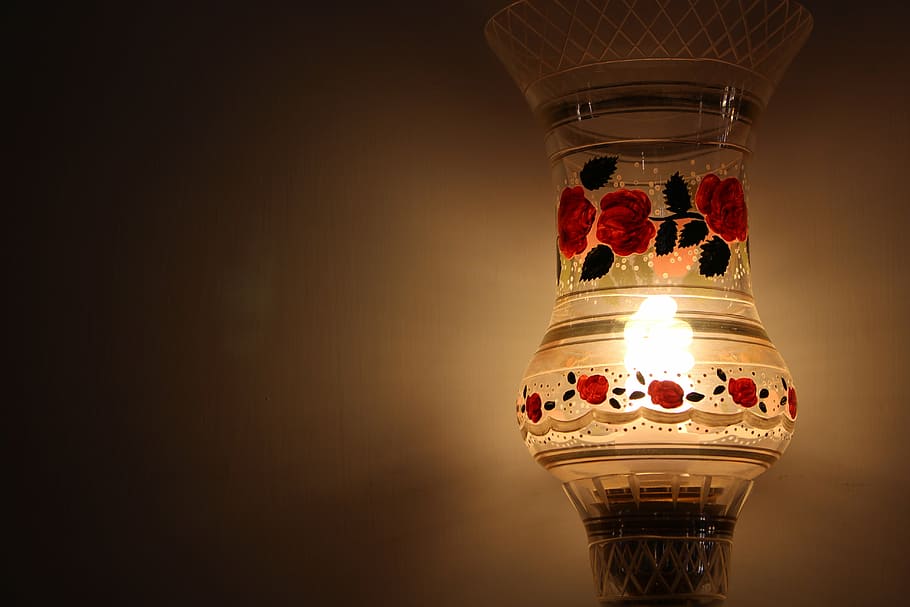 red glass floral lamp, light, wallpaper, hd, design, shine HD wallpaper