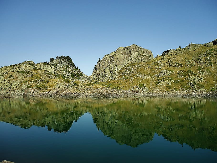 lake, reflection, mountain, alps, landscape, nature, france HD wallpaper
