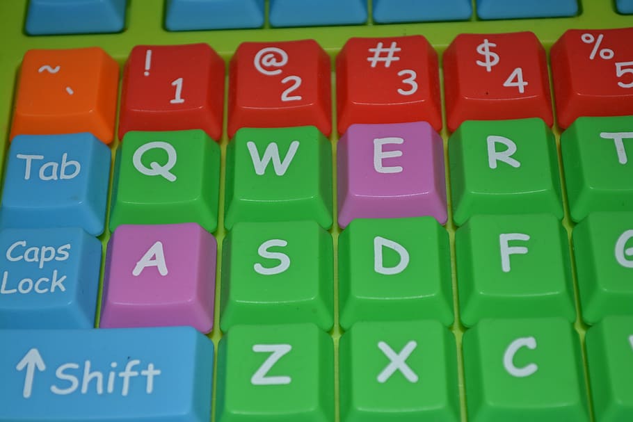 keyboard, computer, green, keys, blue, red, colorful, laptops HD wallpaper