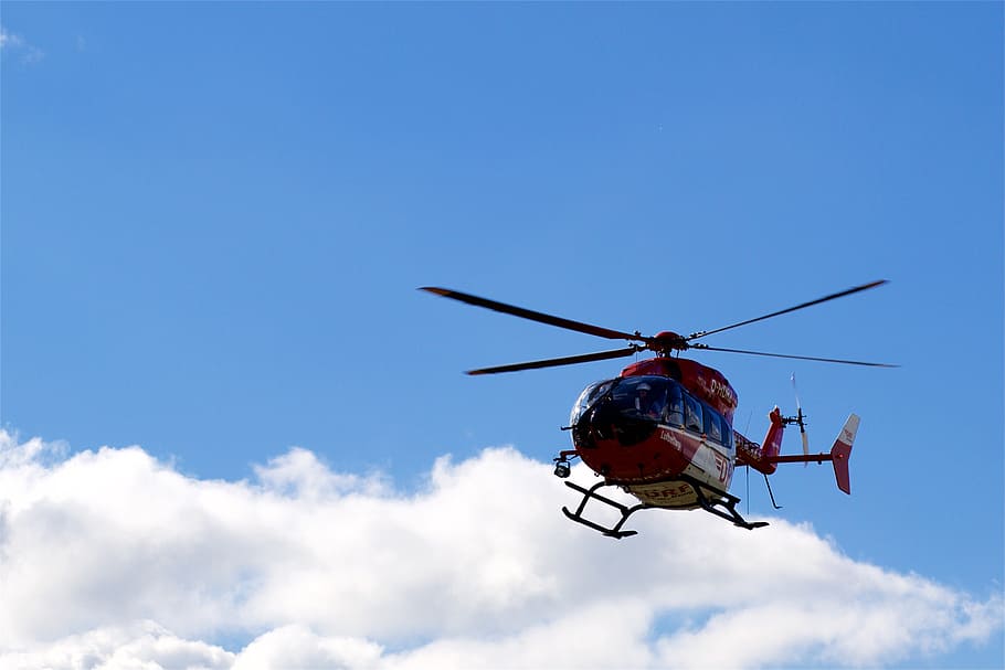 helicopter, sky, fly, blue, clouds, aviation, air, aircraft HD wallpaper