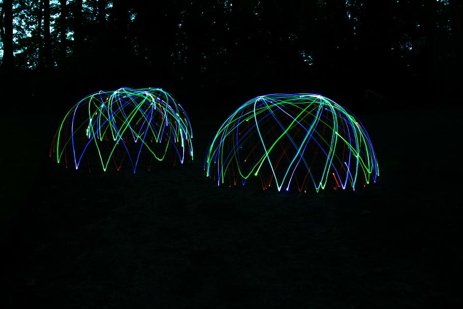light dome, lights, night, projection, lighting, light ball HD wallpaper