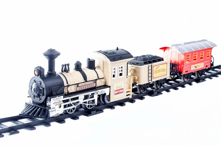 toy, train, car, isolated, electric, red, horizontal, miniature HD wallpaper