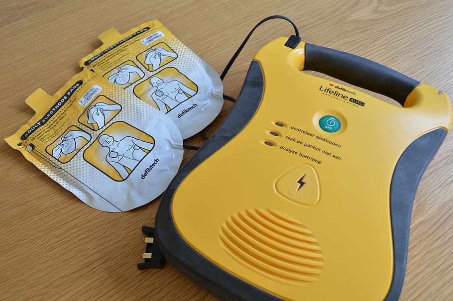 yellow Lifeline medical machine, aed, resuscitation, cardiac arrest, HD wallpaper