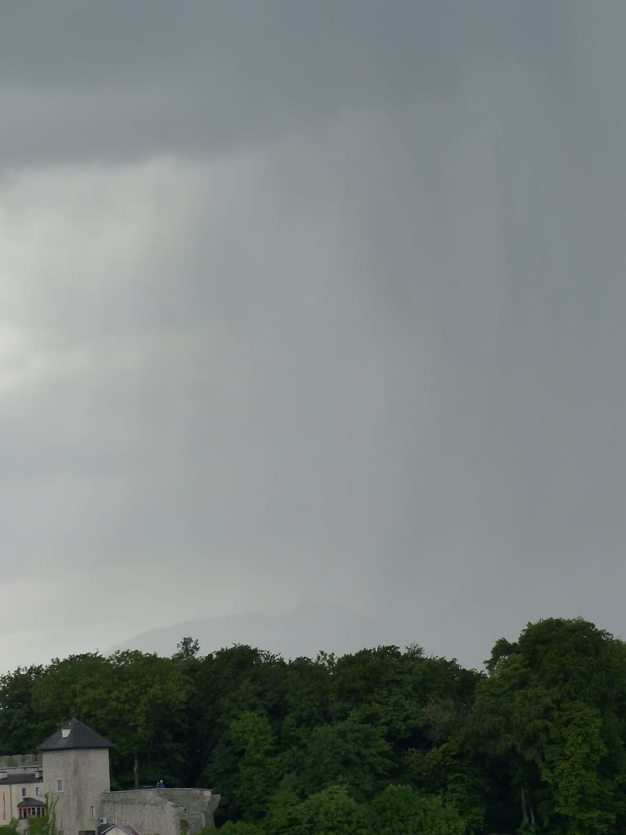 Thunderstorm, Rainstorm, rain clouds, strömender rain, downpour HD wallpaper