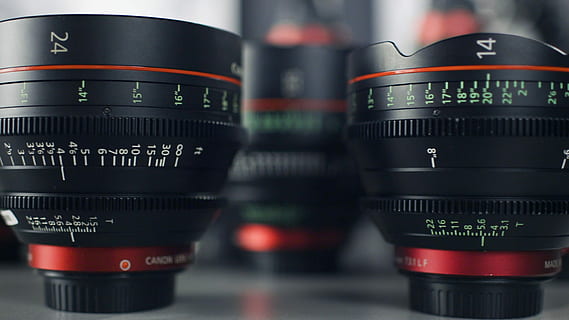 two black-and-red camera lens, two black-and-red Canon camera lenses HD wallpaper