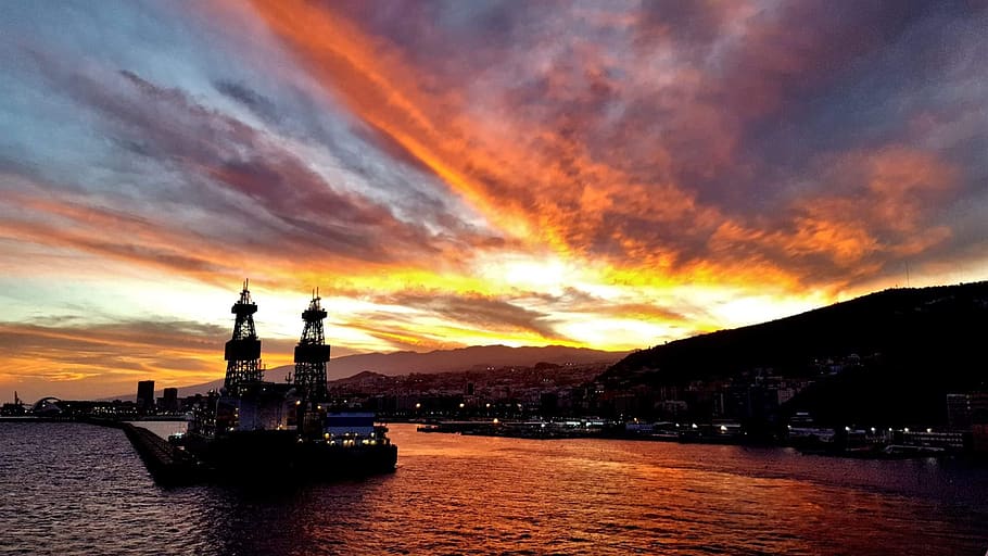 sky, sunset, sea, cloud - sky, water, architecture, built structure HD wallpaper