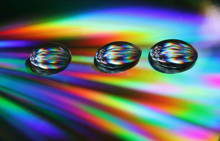 Drops, Cd, Abstract, Macro, Disc, technology, dvd, reflection