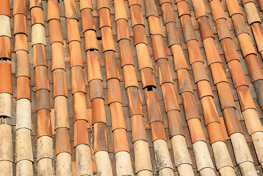 tiles, roofing, terracotta, pattern, backgrounds, repetition, HD wallpaper