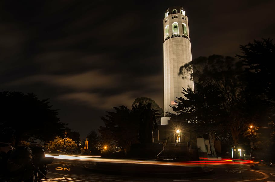 light, tower, san francisco, night, architecture, famous Place HD wallpaper