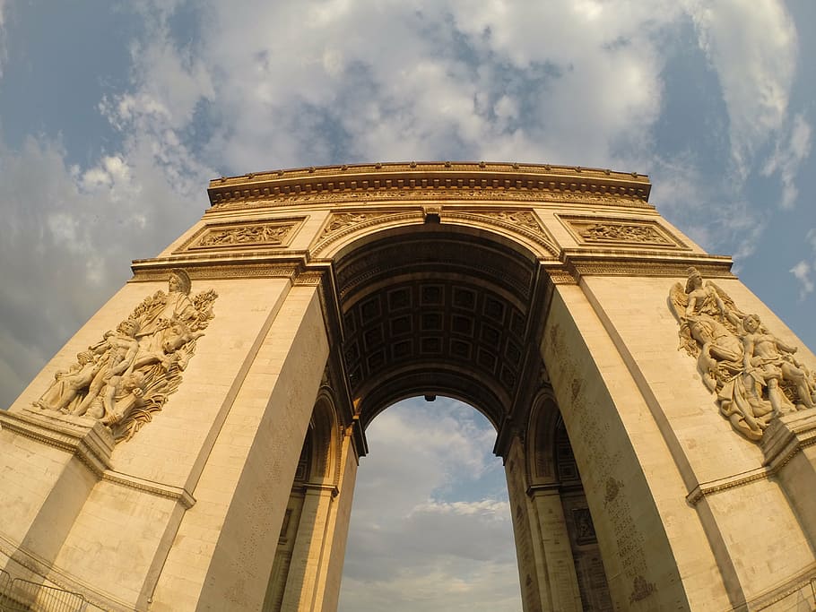 arc, triumph, paris, architecture, cloud - sky, low angle view HD wallpaper