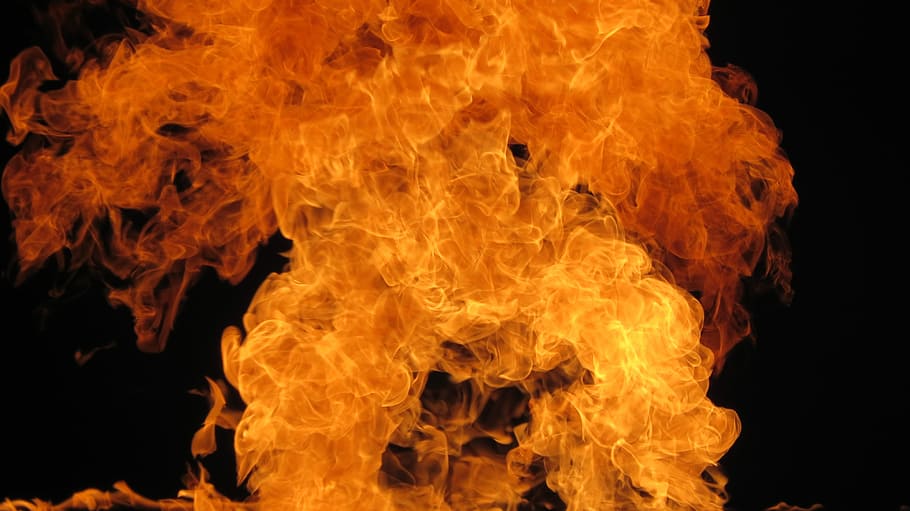 red fire wallpaper, time lapse photography of orange flame with black background HD wallpaper