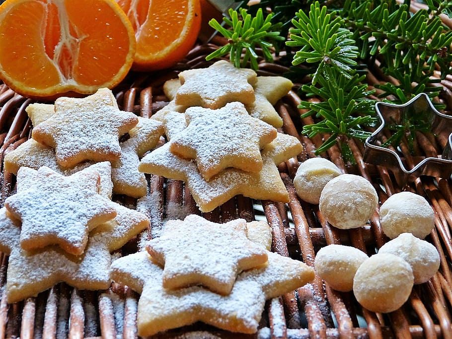 baked star nuggets, cookie, christmas, advent, macadamia, nuts HD wallpaper