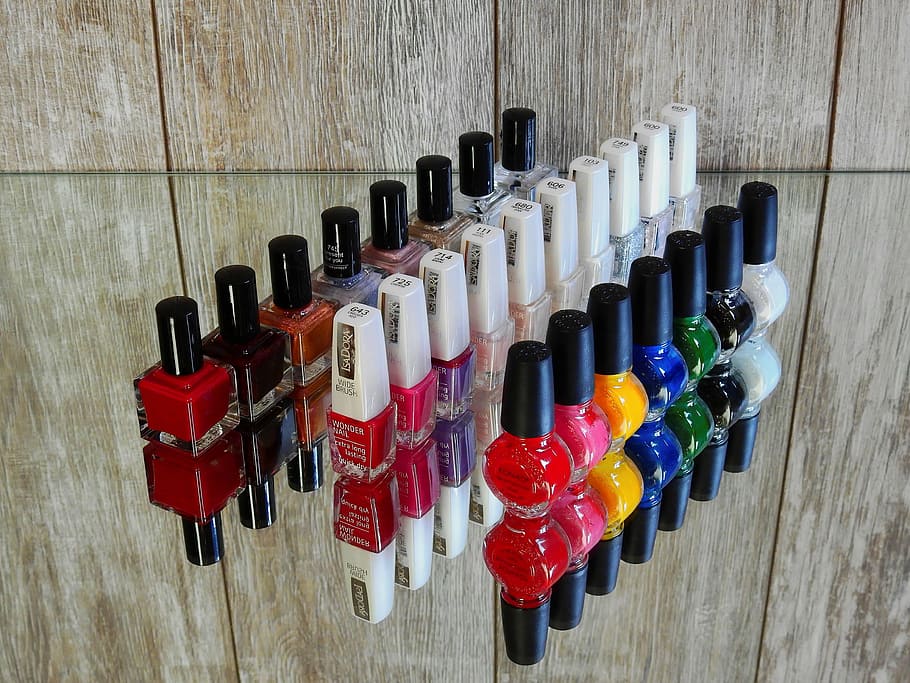 assorted-color lacquer bottles, nail varnish, fingernails, manicure, HD wallpaper