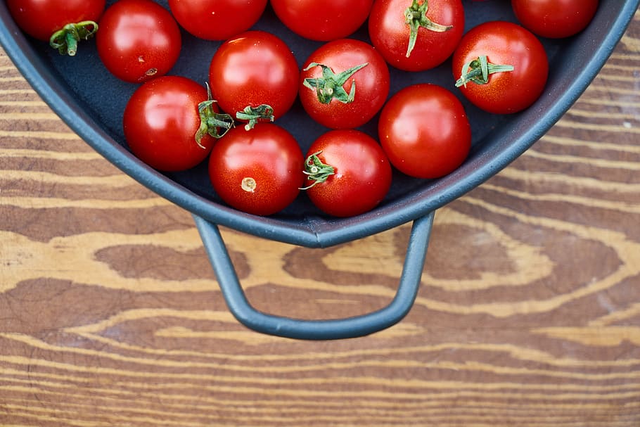 tomato, plate, pot, red, vegan, vegetarian, restaurant, product HD wallpaper