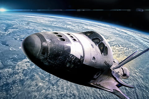 gray and black spaceshuttle, space shuttle, sci fi, science fiction HD wallpaper