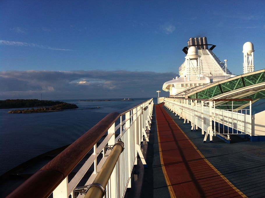 sea, ferry, boat, sky, water, architecture, built structure HD wallpaper
