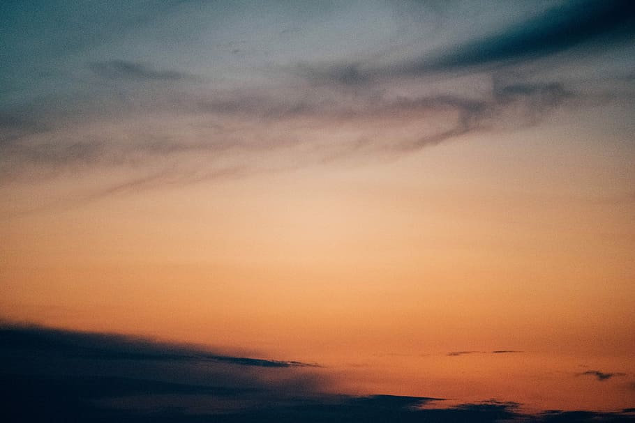 cloudy sky during day time, sunrise, sunset, orange, blue, gradient HD wallpaper
