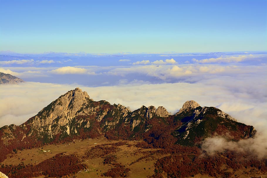 mountains, clouds, sky, landscape, tops, italy, carega, nature HD wallpaper