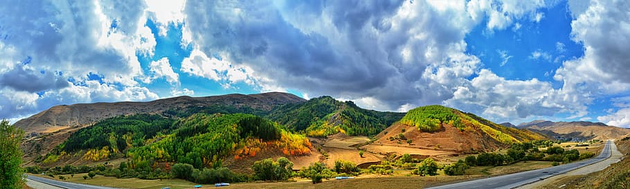 Trees and mountain, Desktop High-definition television Panoramic graphy 4K  resolution 1080p, mountain, landscape, mount Scenery, 1080p png | PNGWing