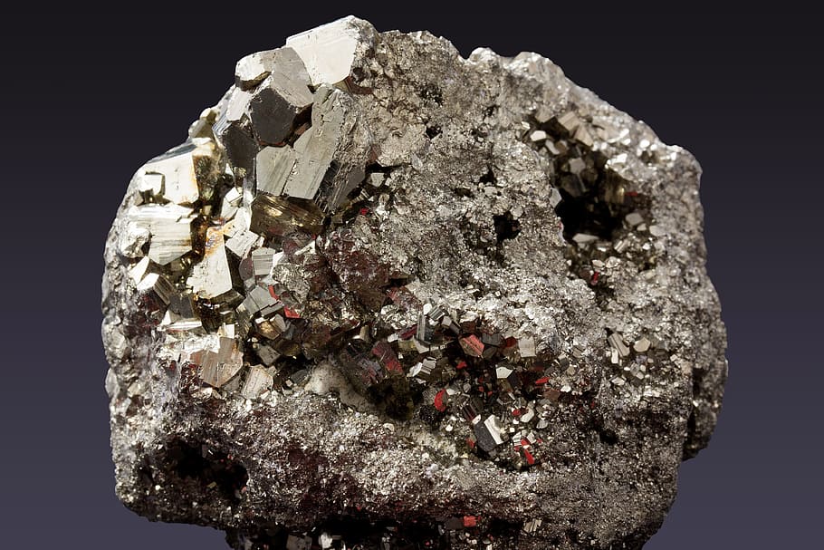 gray stone decor, Pyrite, Pyrites, Mineral, Sulfide, Iron, sulfur