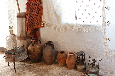 several jars near white painted wall, aged, ancient, antique HD wallpaper