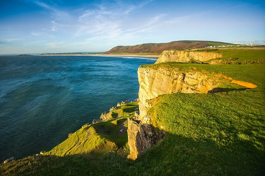 landscape photography of body of water, reefs, ocean, height HD wallpaper