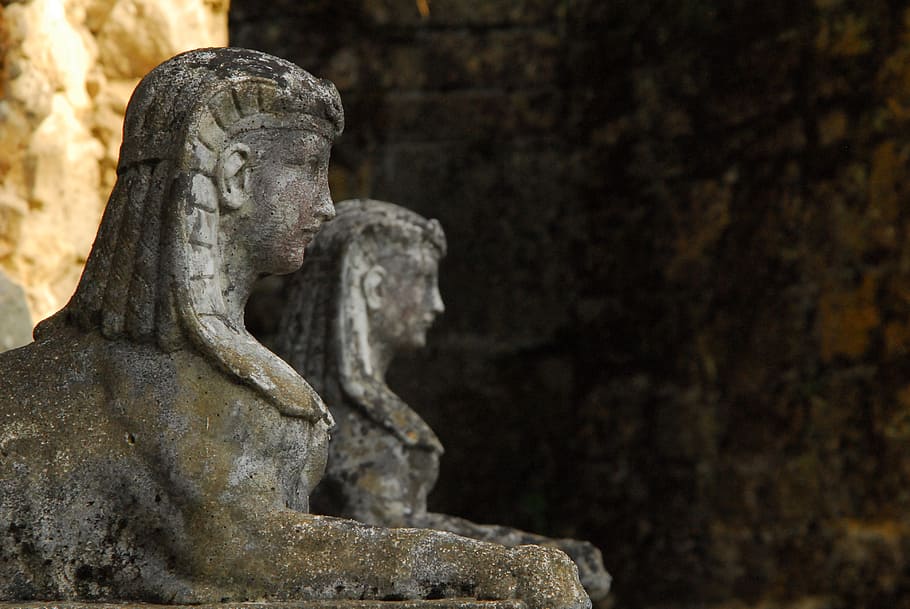 sphinx, sphinxes, statue, statues, stone figure, sculpture HD wallpaper