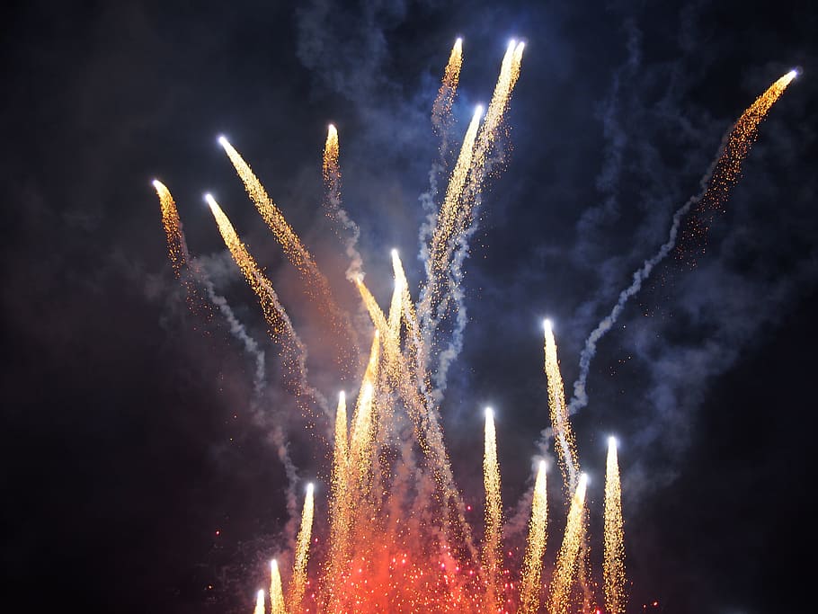 fireworks, rocket, celebration, firework display, exploding, HD wallpaper