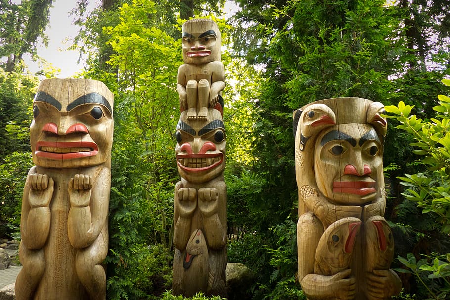 totem, pole, canada, representation, human representation, art and craft HD wallpaper