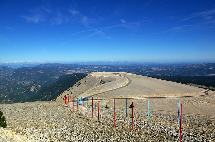 mont ventoux, mountain, sky, blue, sun, wind, cloud, blue sky HD wallpaper