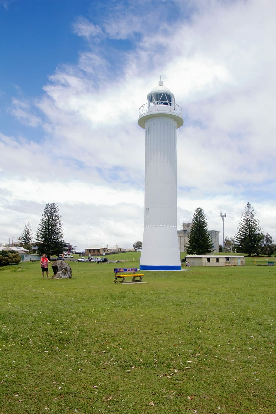 Lighthouse, Grass, Blue, Blue Sky, cloud - sky, guidance, day HD wallpaper