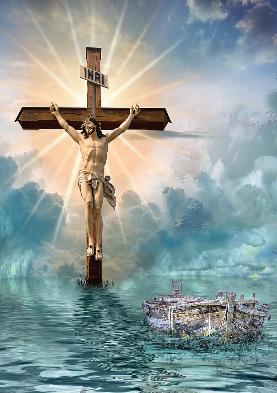 christian cross, crucifixion, resurrection, body of water, religion
