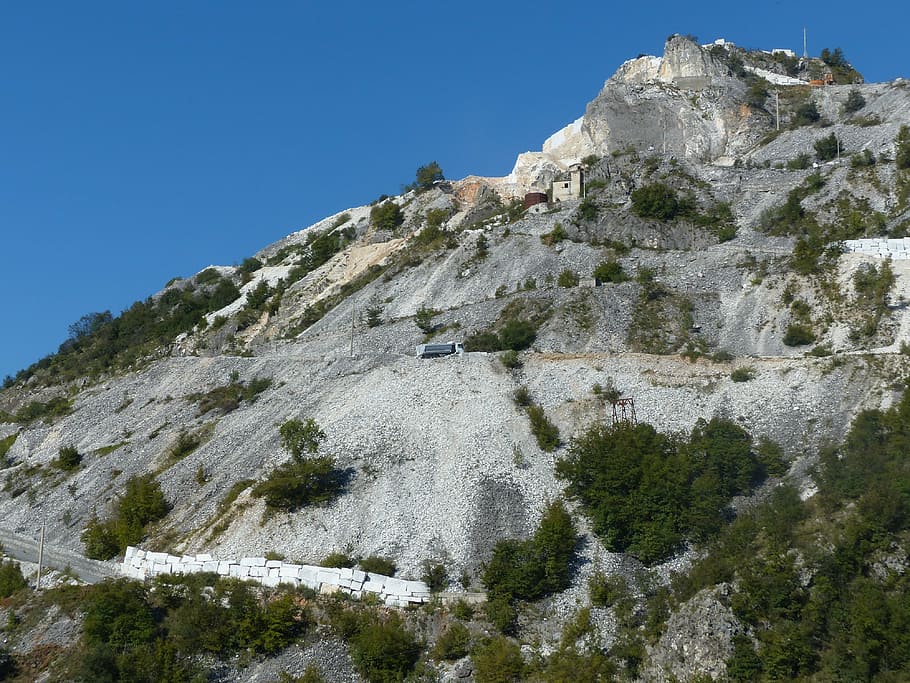 carrara marble, blocks, quarry, mountain, sky, low angle view, HD wallpaper