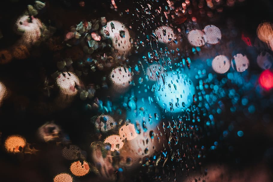Bokeh, bokeh photography, lights, dark, night, window, glass HD wallpaper