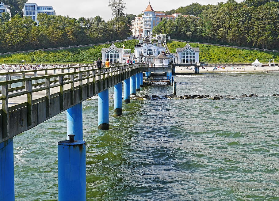 sea bridge, sellin, sea side, baltic sea, rügen, beach, sea view, HD wallpaper
